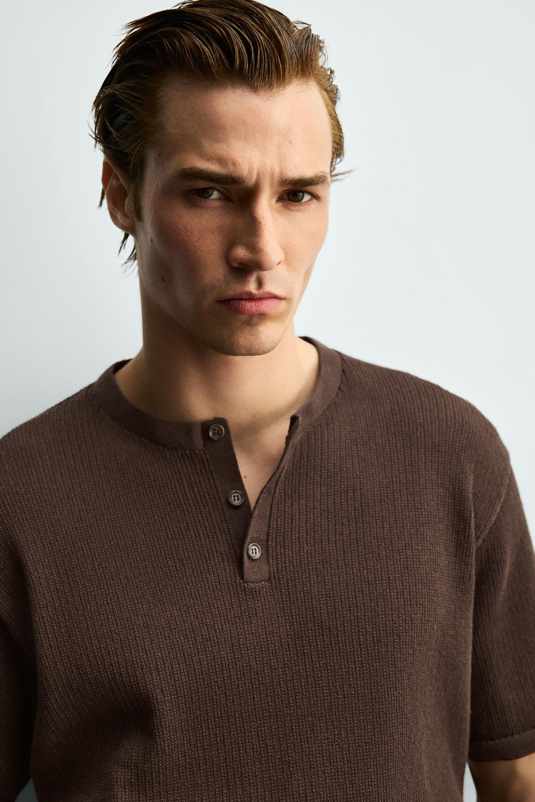 KNIT HENLEY SHIRT COTTON - LINEN